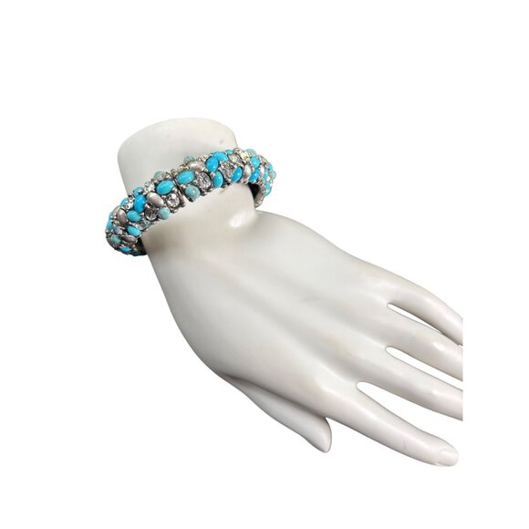 Chico's Turquoise & Crystal Bangle Bracelet - Picture 1 of 8